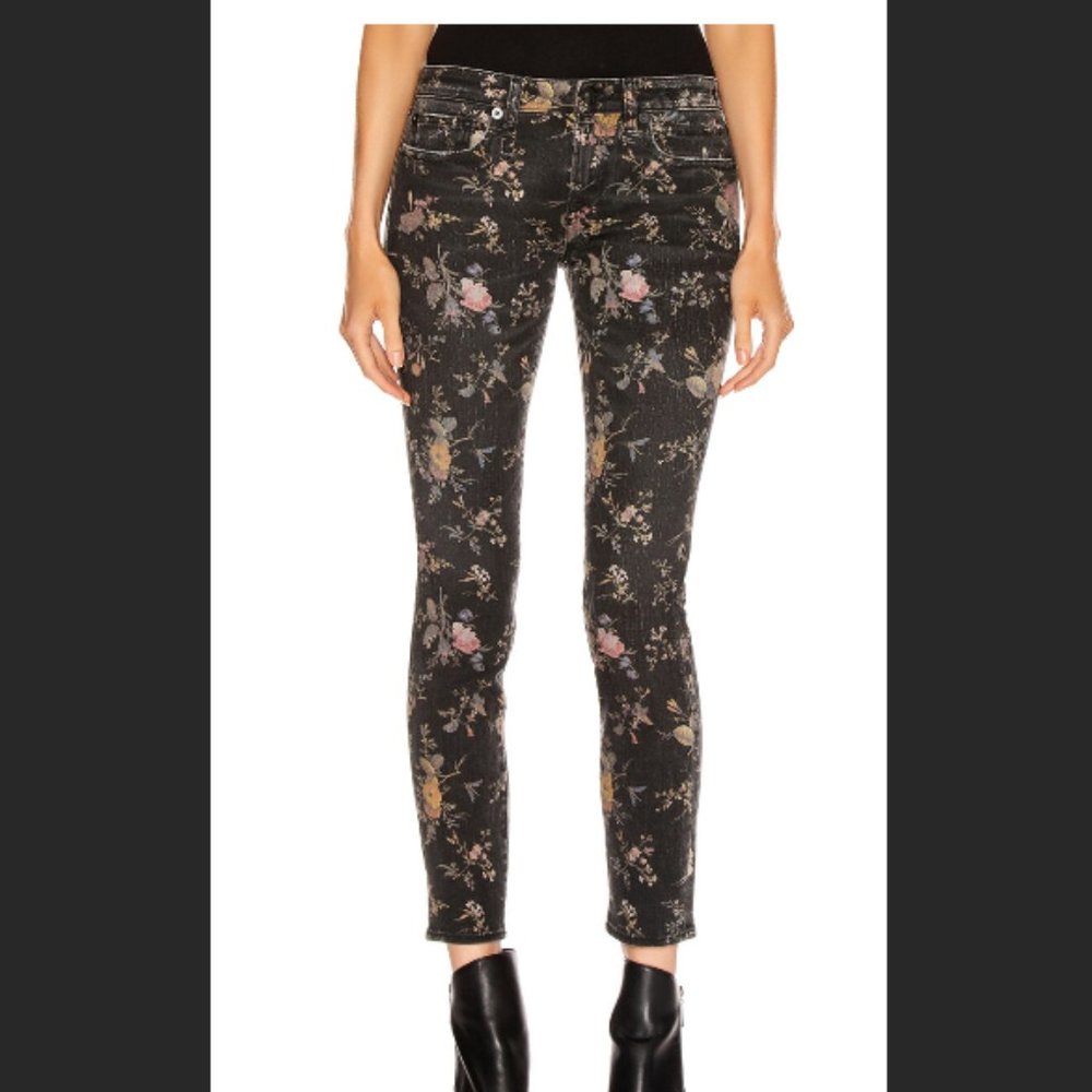 R13 'Kate Skinny' Floral Crop Jeans, sz 27